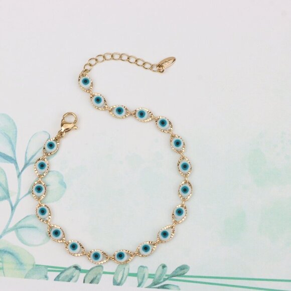 "Delicate Rose Gold Evil Eye Bracelet, XPBL0780 - Picture 3 of 12